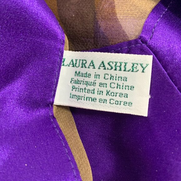 Lot of THREE Silk Scarves Ellen Tracy, Laura Ashley Purples And Beige - Picture 3 of 10